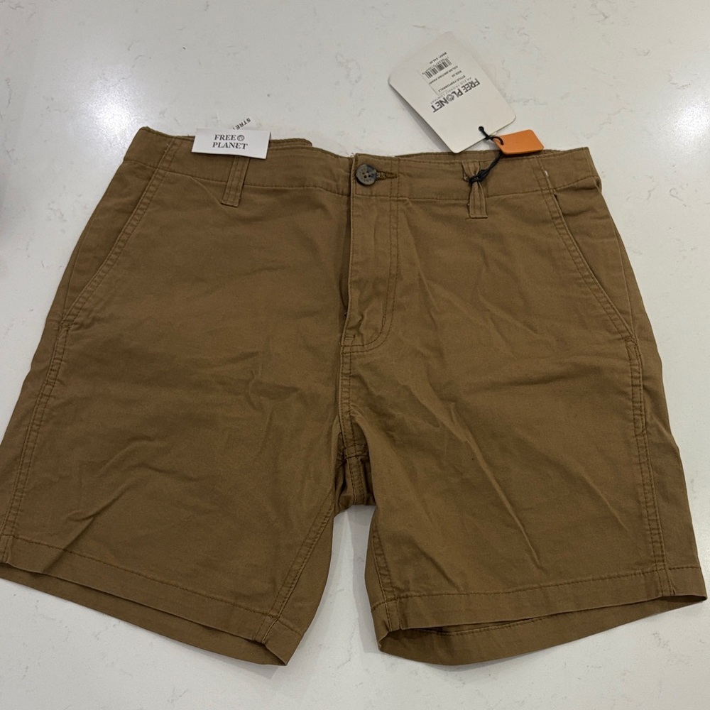 Free Planet Men's Brown Flat Front Shorts